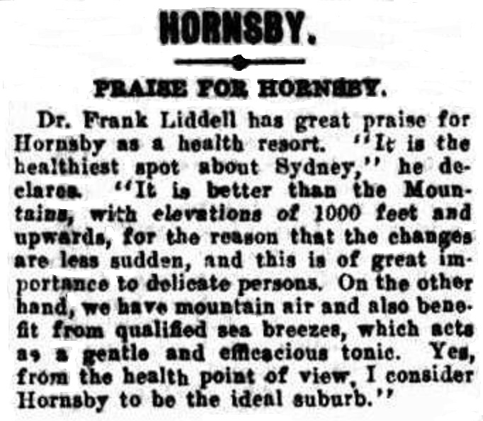 Praise for Hornsby - Dr Frank Liddell