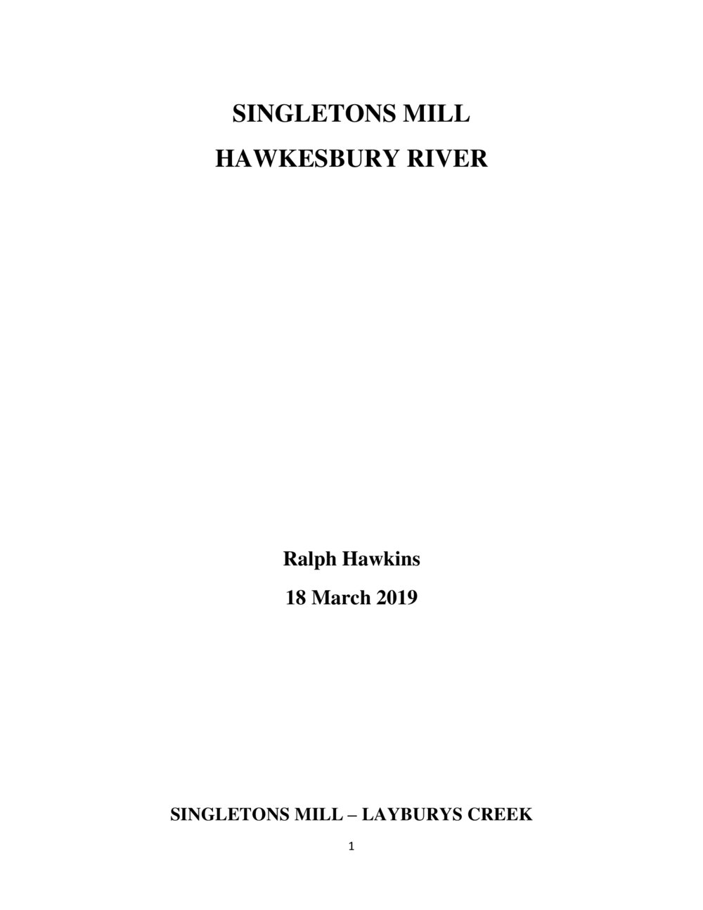 Singleton's Mill, a history