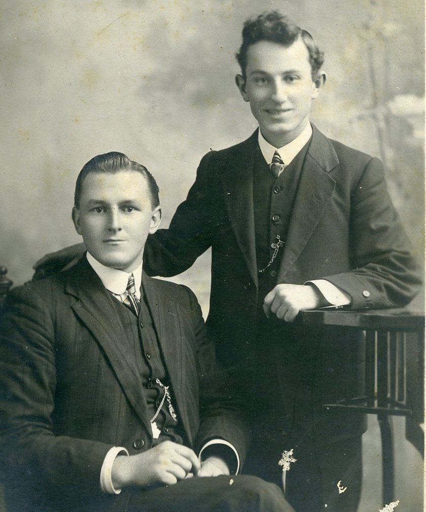 Studio portrait of Ernest George Pettet (seated) and an unidentified male c.1914