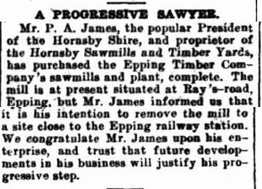 P.A. James Sawmill, Epping.