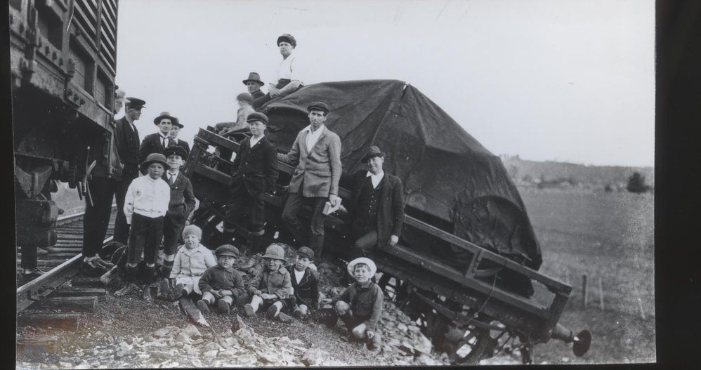 Goods train derailment 1920s