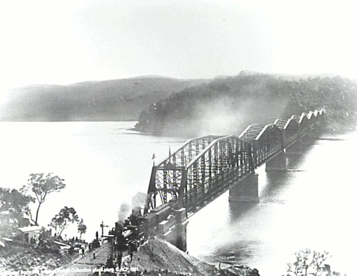 Hawkesbury River railway bridge opening, 1889