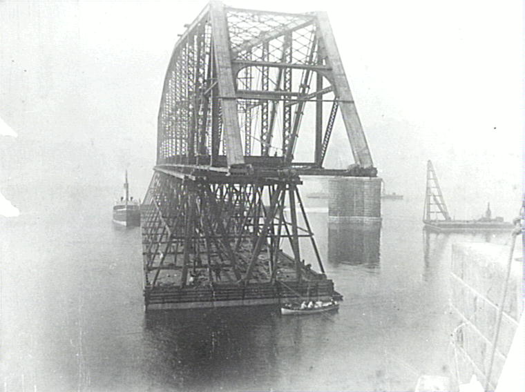 Hawkesbury River Railway Bridge under construction, c. 1888