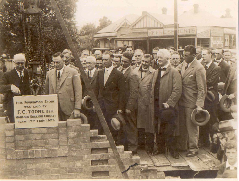 The English Cricket Team laying the foundation stone for Waitara Oval