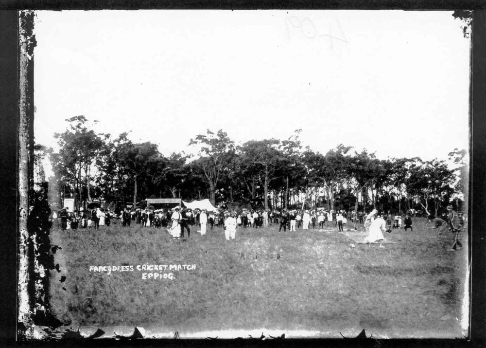 Fancy dress cricket match, Epping Oval, c. 1905