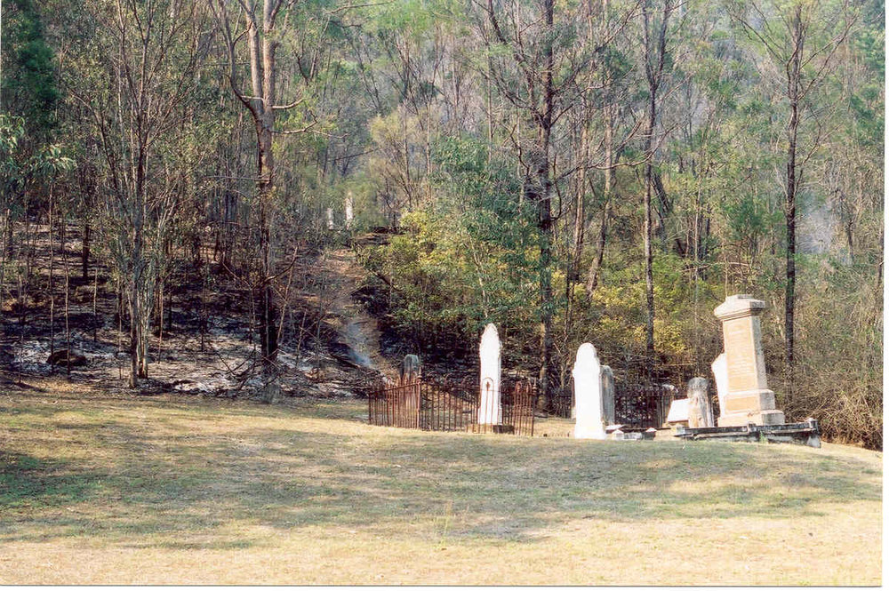 Wisemans Ferry Cemetery after the bushfire, December 2002