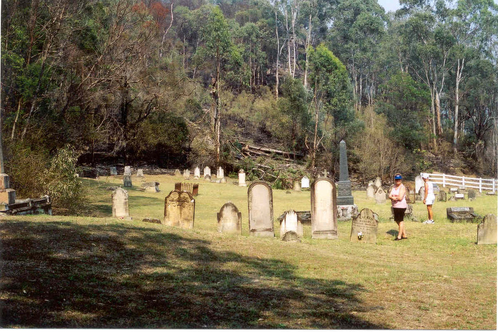 Wisemans Ferry Cemetery after the bushfire, December 2002