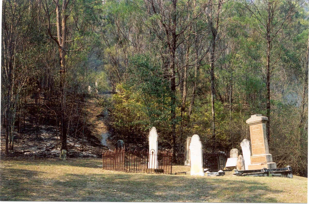 Wisemans Ferry Cemetery after the bushfire, December 2002