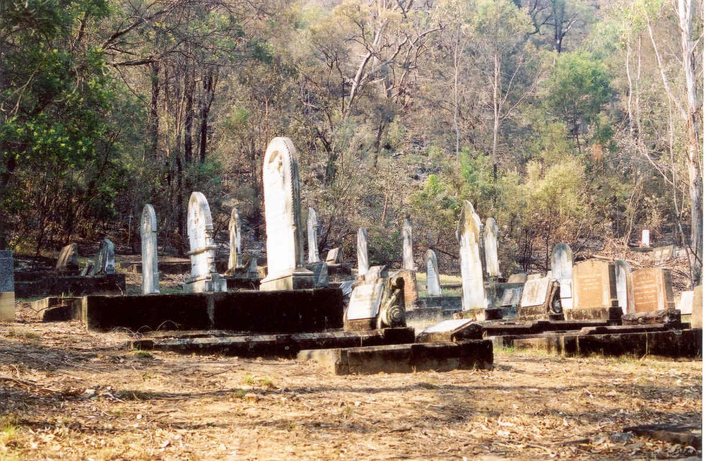Wisemans Ferry Cemetery after the bushfire, December 2002