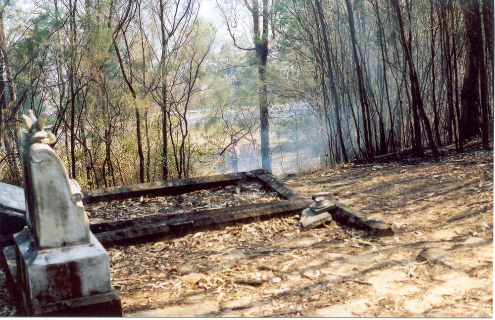 Wisemans Ferry Cemetery after the bushfire, December 2002