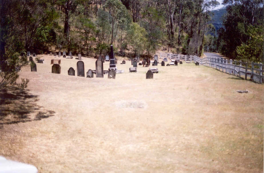 Wisemans Ferry Cemetery after the bushfire, December 2002