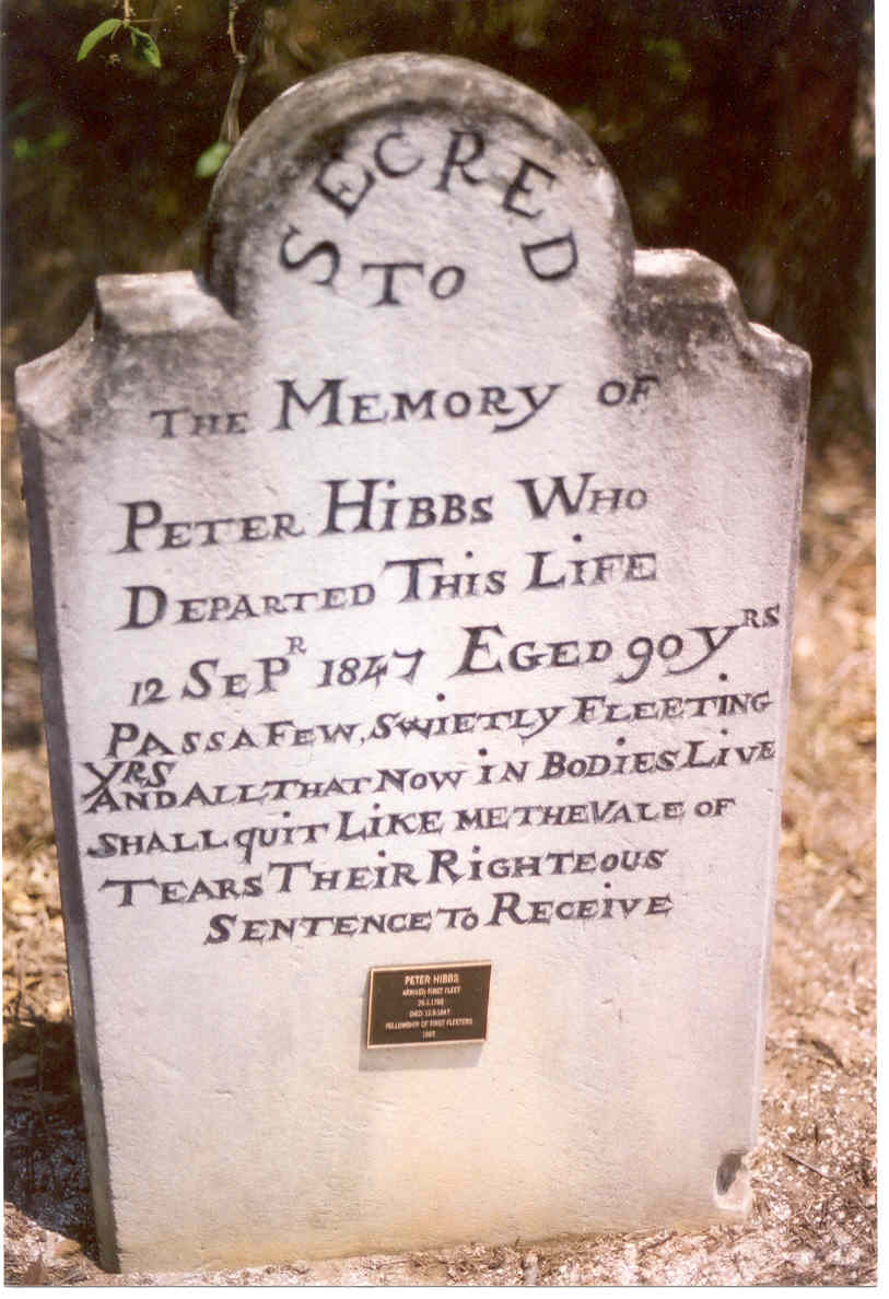 Gravestone of Peter Hibbs at Wisemans Ferry Cemetery after the bushfire, December 2002