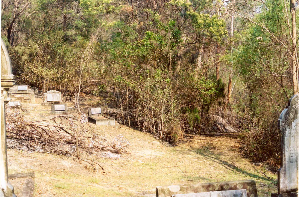 Wisemans Ferry Cemetery after the bushfire, December 2002