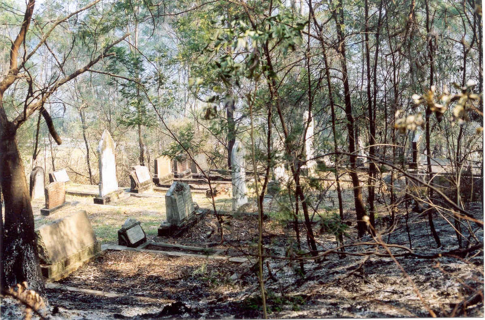 Wisemans Ferry Cemetery after the bushfire, December 2002