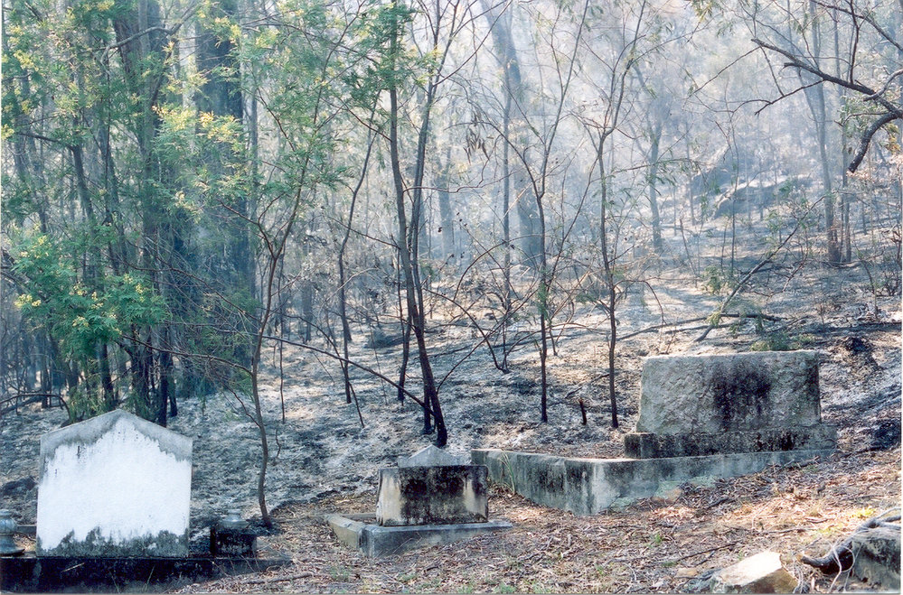 Wisemans Ferry Cemetery after the bushfire, December 2002