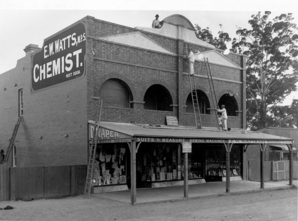 Oxford Street, Epping, showing EW Watts Chemist and Wheeler's Drapery, c. 1910