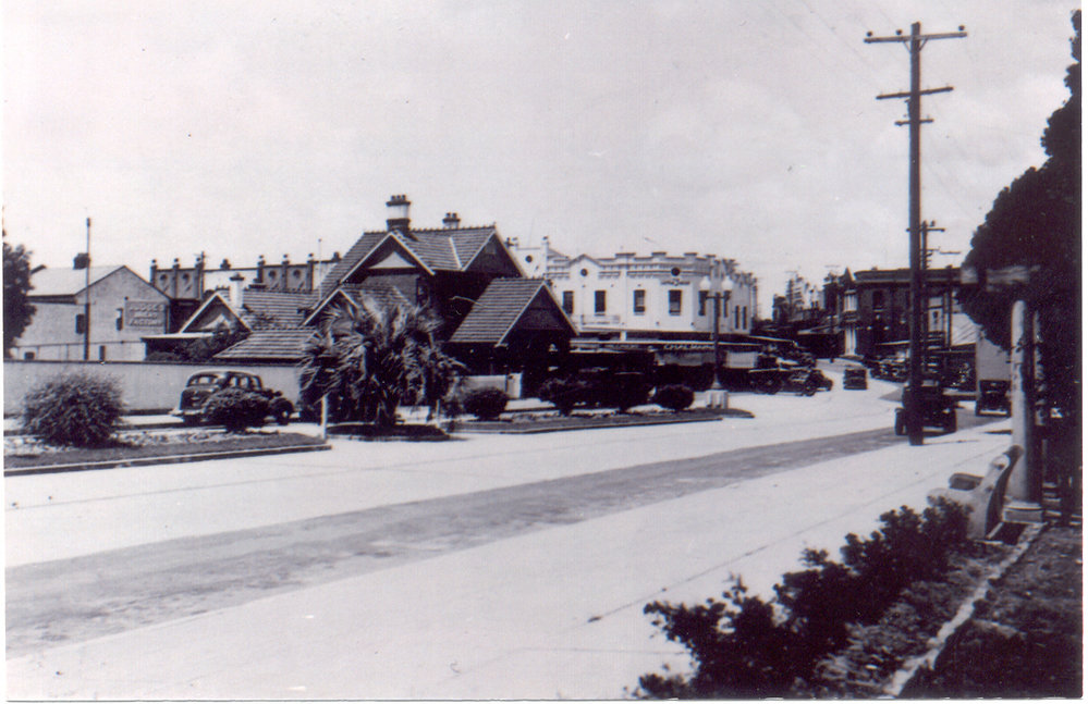 Pacific Highway, Hornsby, looking towards the Post Office from Hornsby Park, c. 1950