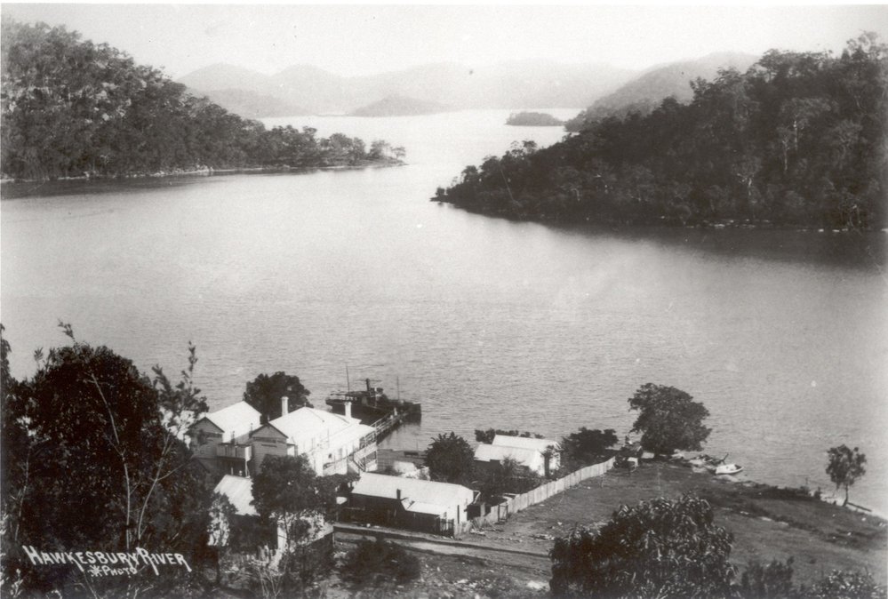 View of the Hawkesbury River including Kangaroo Point and the Sanitorium Hotel
