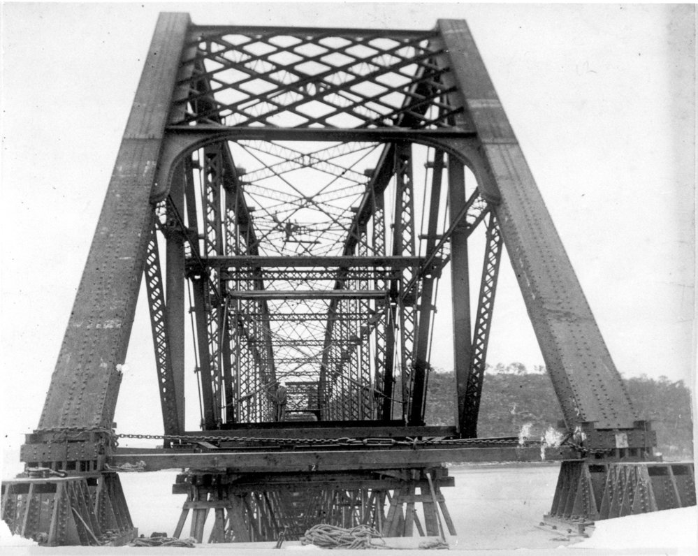 First Hawkesbury River Railway Bridge under construction c. 1888