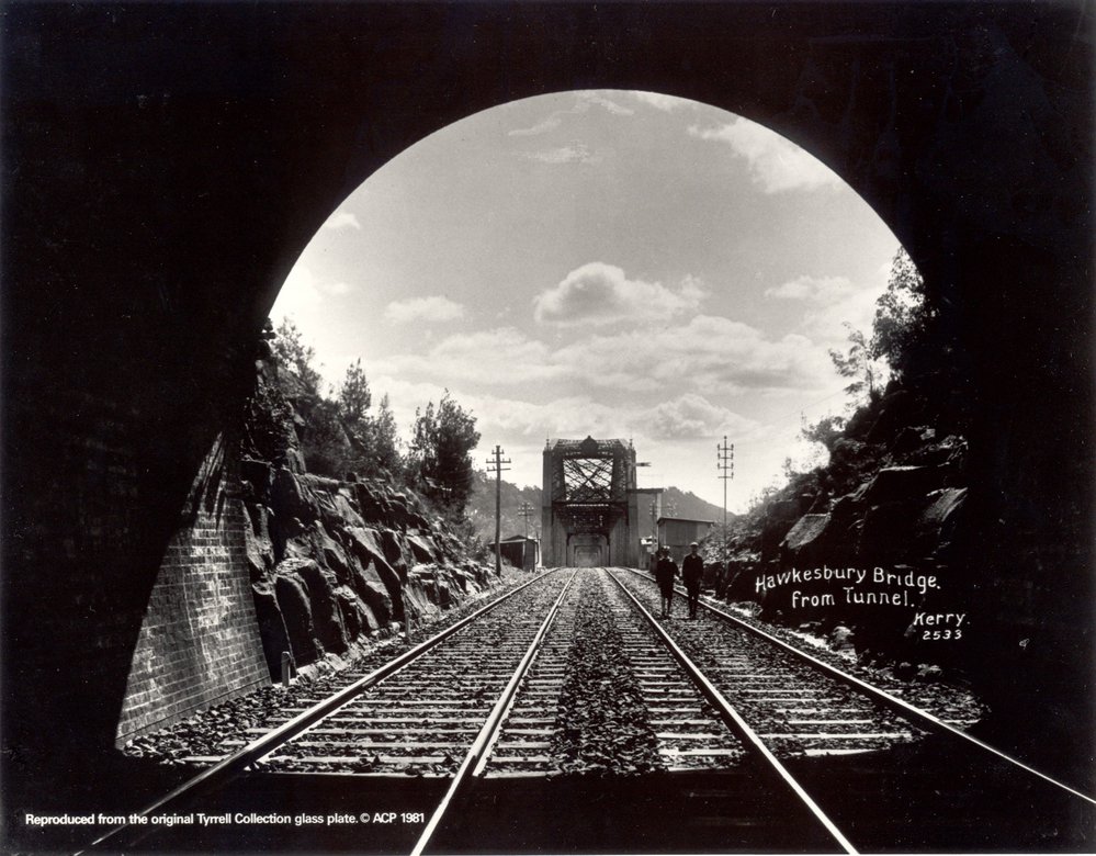 View of the First Hawkesbury River Railway Bridge from the southern tunnel
