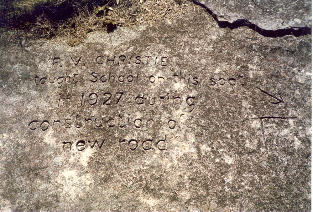 Cowan tent school, Christie inscription, 1927
