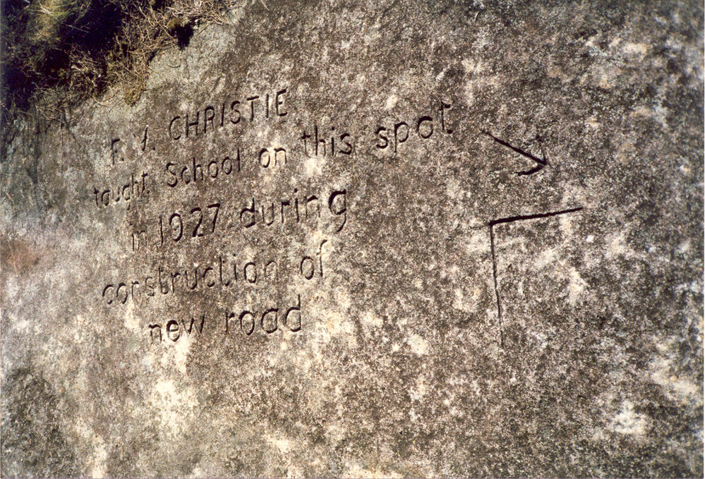 Cowan tent school, Christie inscription, 1927