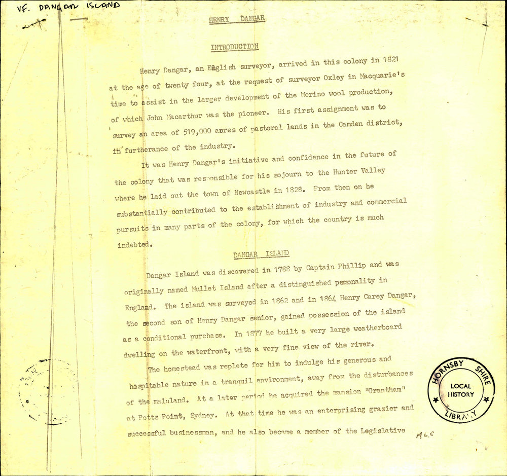 Dangar Island History