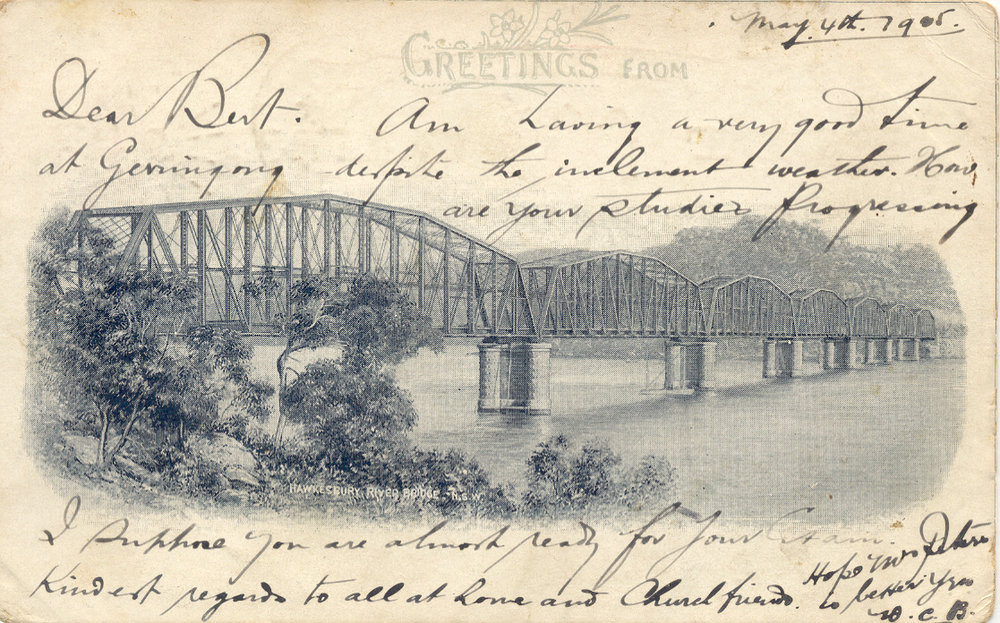 Hawkesbury River Railway Bridge [woodcut postcard]