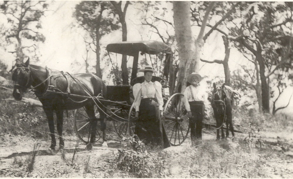 Burton Crossland, Martha Crossland, and their buggy