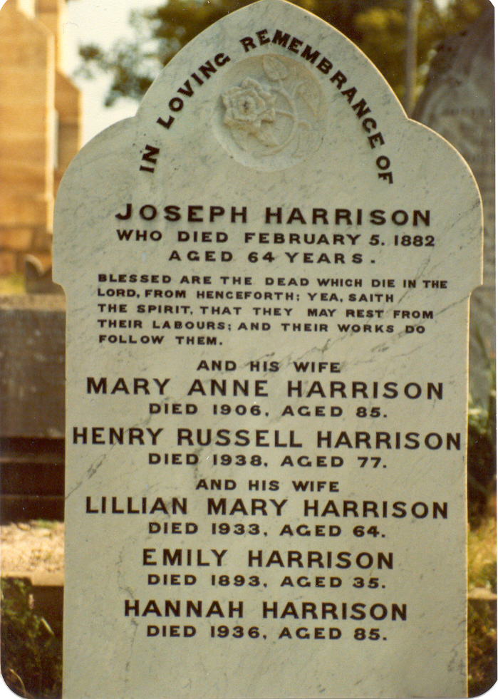 Gravestone of Joseph Harrison, Cherrybrook Uniting Church
