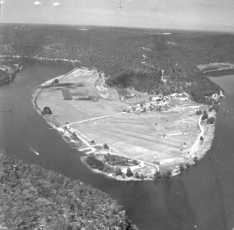 Hawkesbury River at Wisemans Ferry from the air