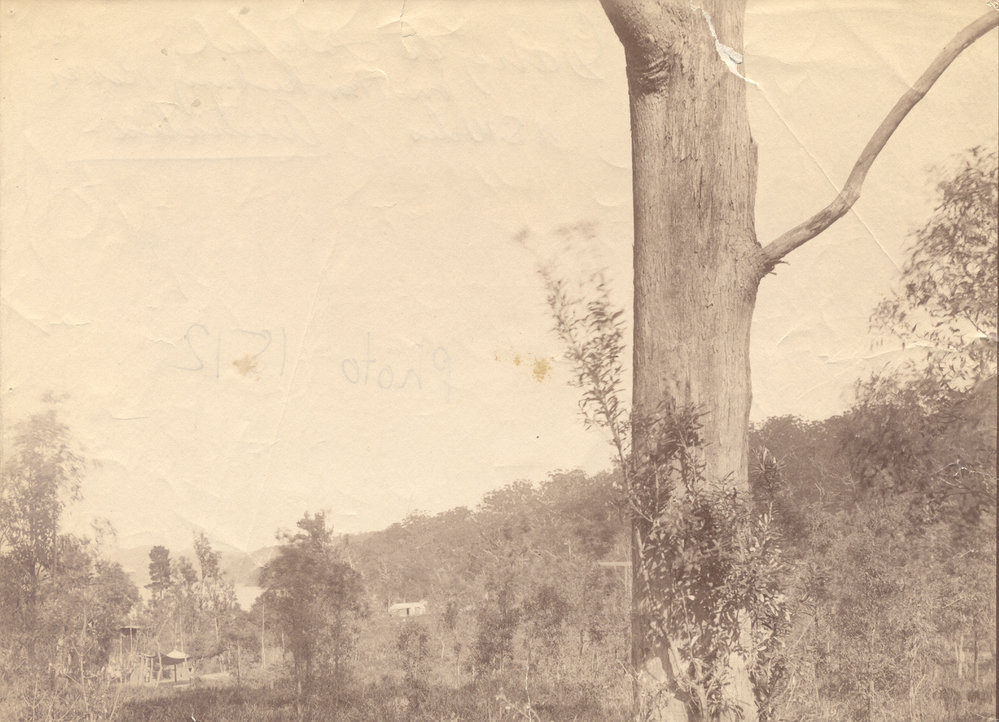 Dangar Island during the construction of First Hawkesbury River Railway Bridge