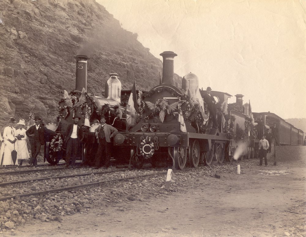 Steam engines at the opening of the First Hawkesbury River Railway Bridge