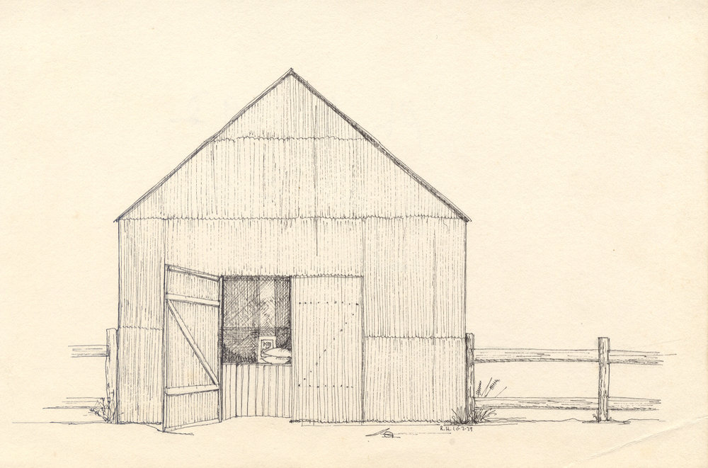 Drawing of Duffy's hay and corn store