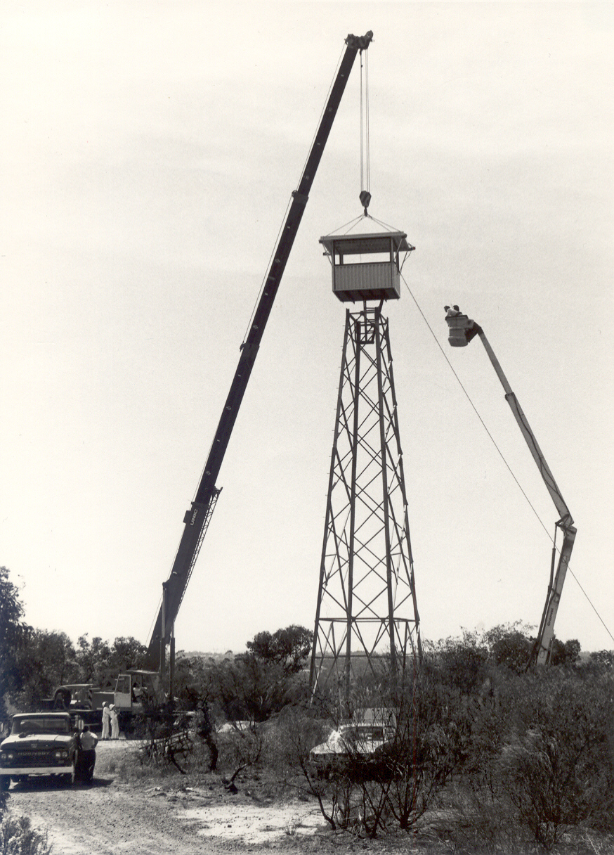 Fire spotting tower under construction at Galston