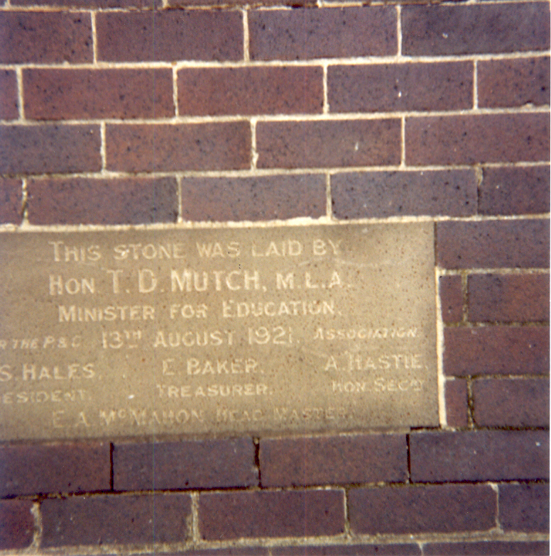 1921 foundation stone at Hornsby Public School