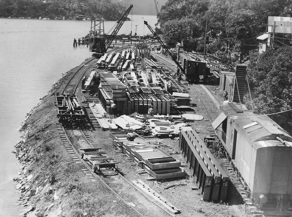 Bridge construction site on the Hawkesbury's southern shore