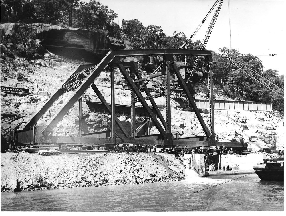 Building a bridge span on the Hawkesbury's southern shore