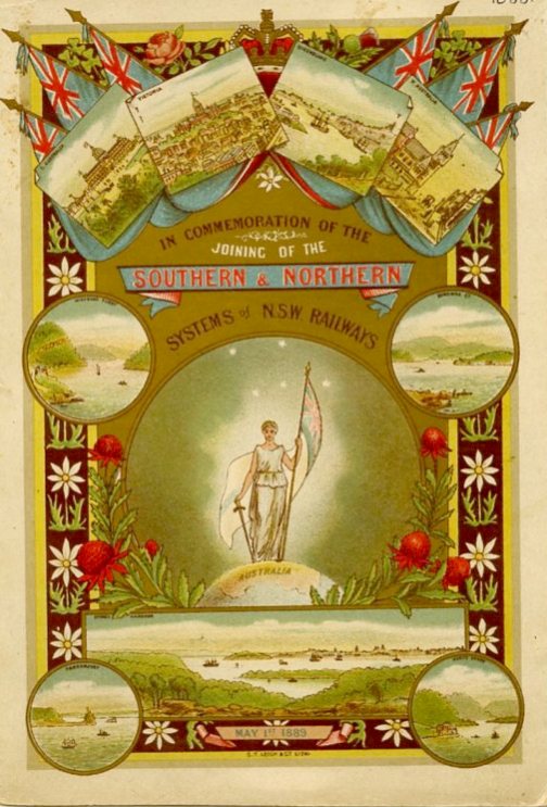 In commemoration of the joining of the Southern &amp; Northern systems of NSWRailways