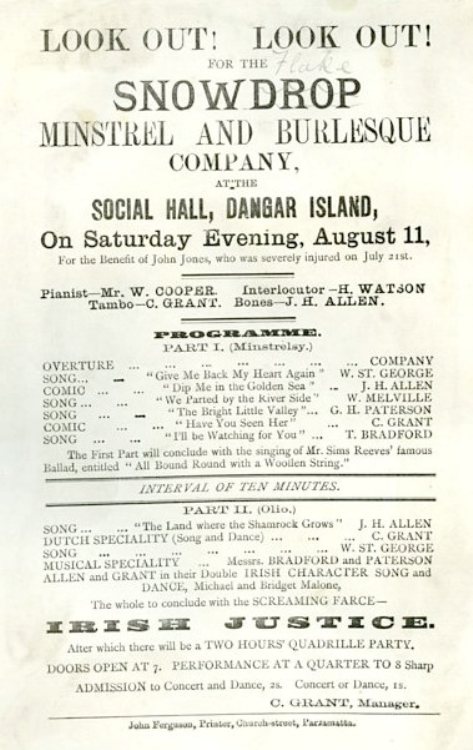 Look Out! Look Out For The Snowdrop Minstrel And Burlesque Company