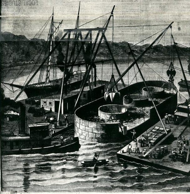 Sinking of a caisson of the First Hawkesbury River Railway Bridge