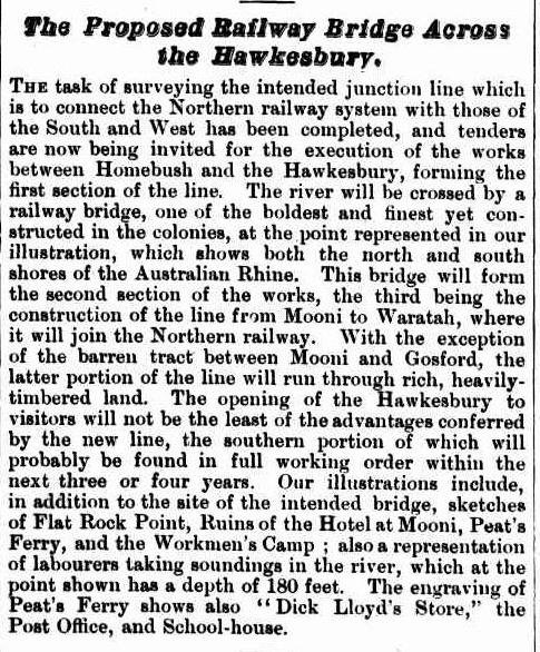 Proposed Bridge across the Hawkesbury River