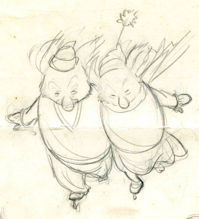 Two koalas skating