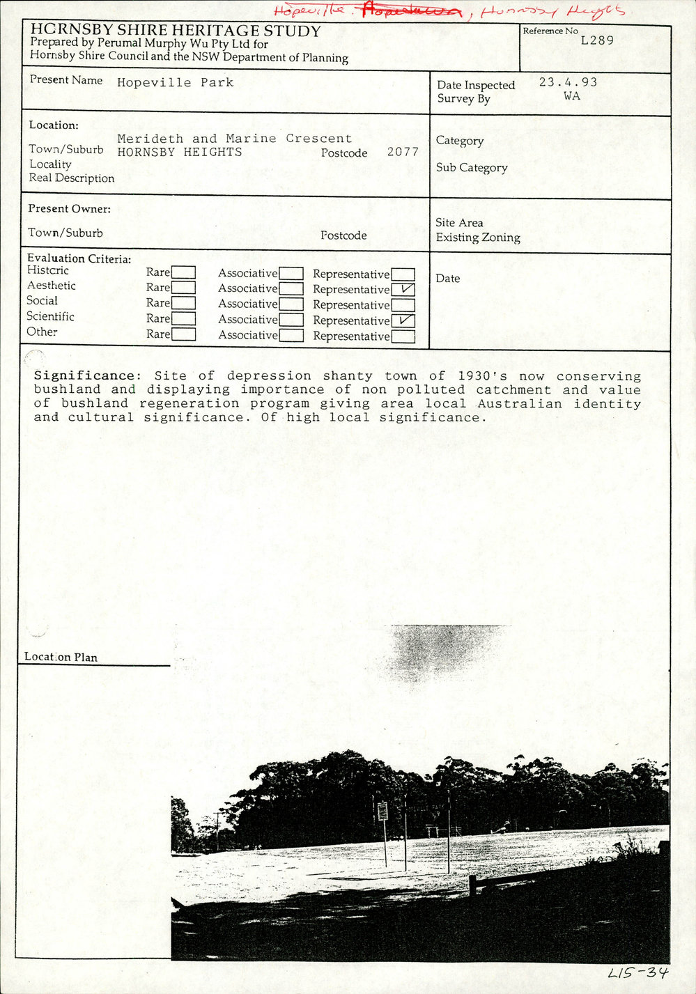 Depressions 1929 Hornsby Shire