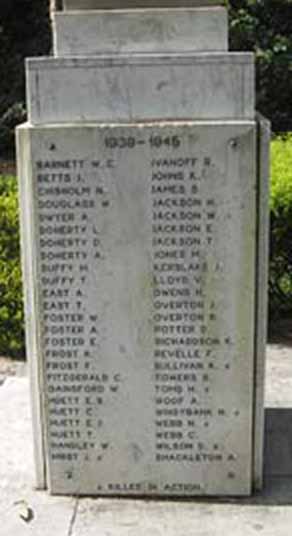 Berowra War Memorail -  World War Two (panel 1)