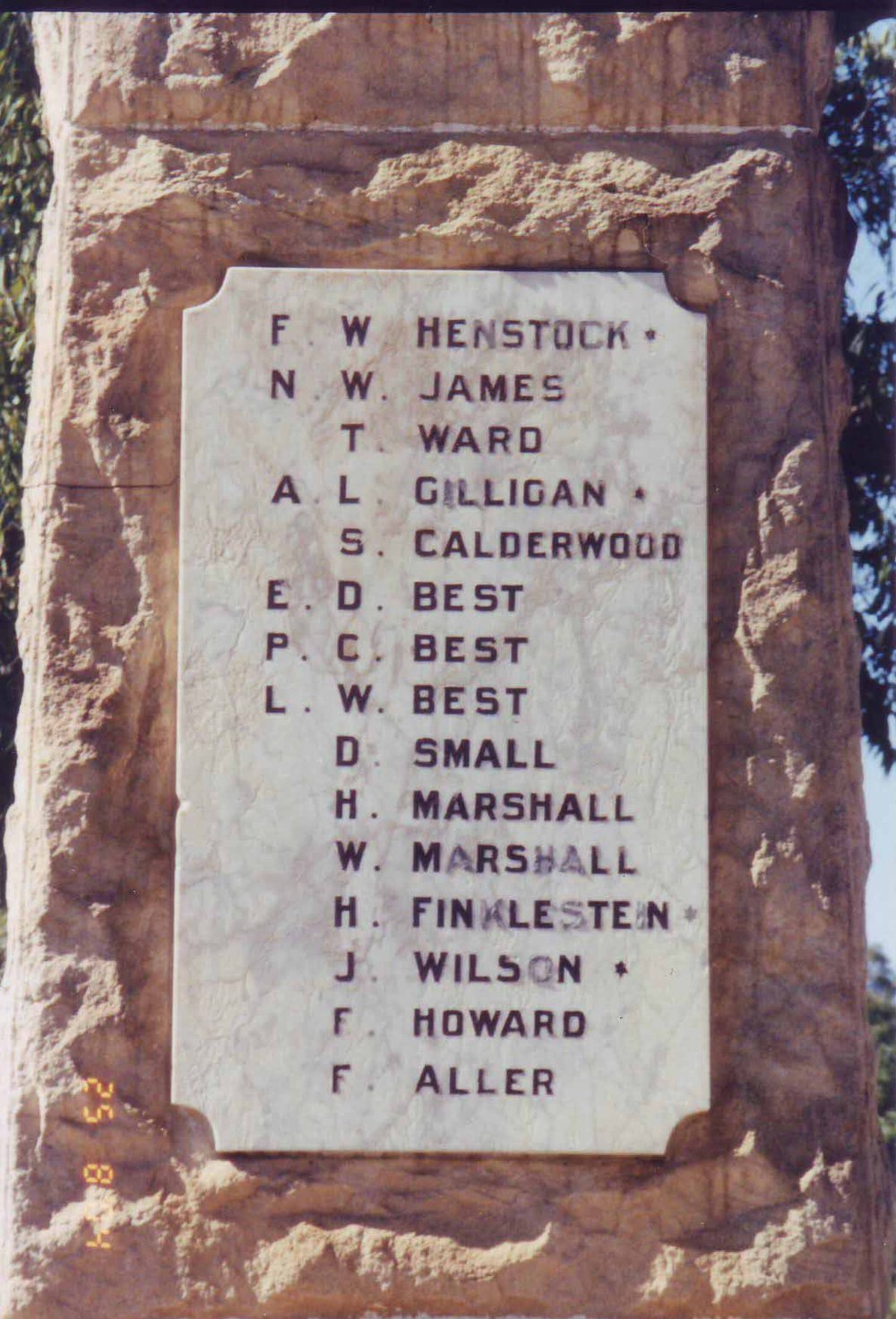 Galston War Memorial - World War One (rear panel)