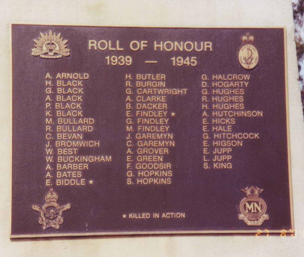 Glenorie War Memorial - World War Two (Panel A)