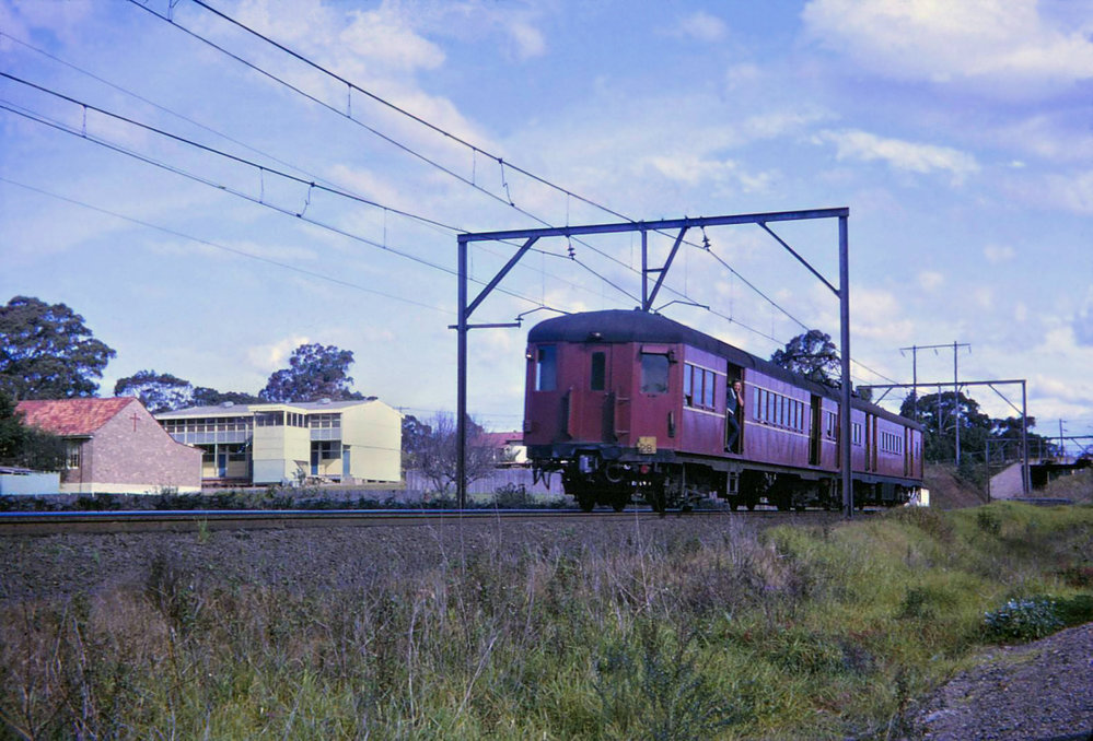 A 'Red Rattler' train north of Asquith Railway Station, 1963