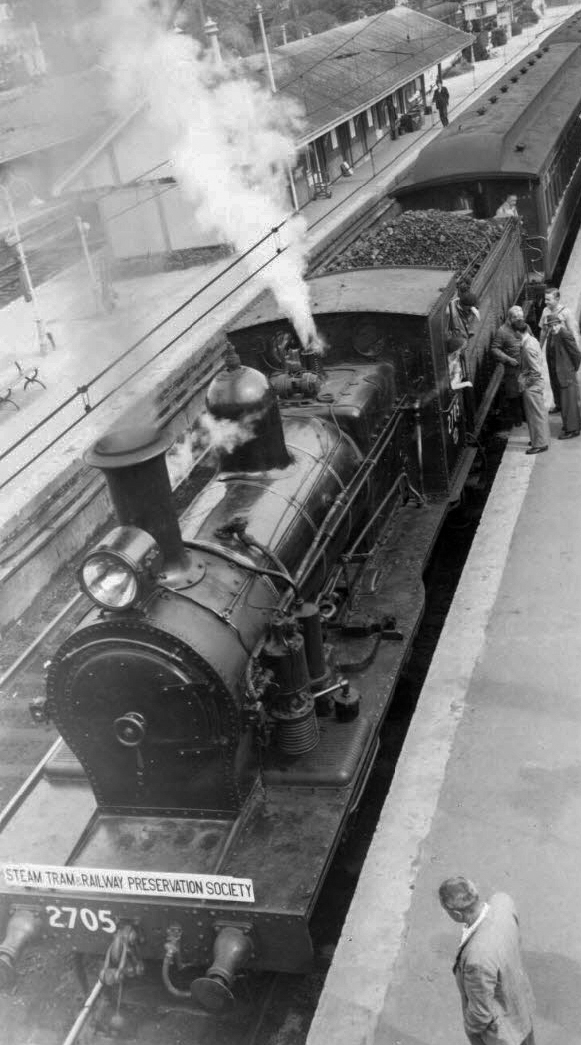 Steam Locomotive 2705 at Hornsby, 1958