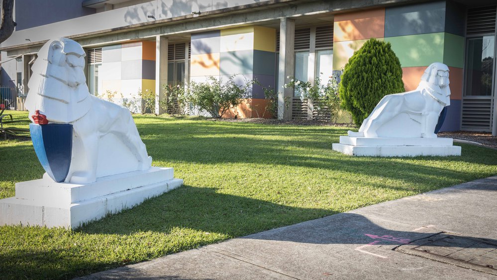 Lion statues, Hornsby Ku-Ring-gai Hospital